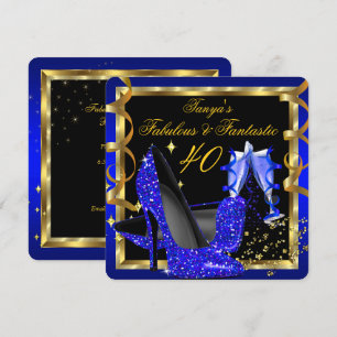 Fabulous Fantastic Modern Royal Blue Black Gold Invitation