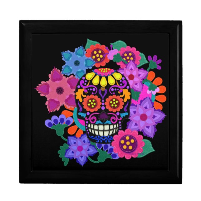 Fabulous Felt Look Sugar Skull Beautiful Gift Box (Front)
