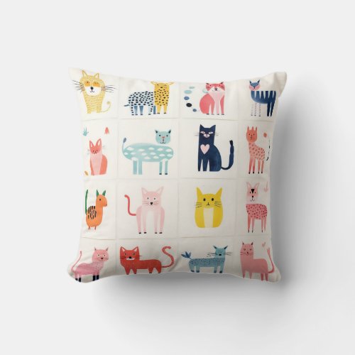 Fabulous fictional animals in childrens design  throw pillow