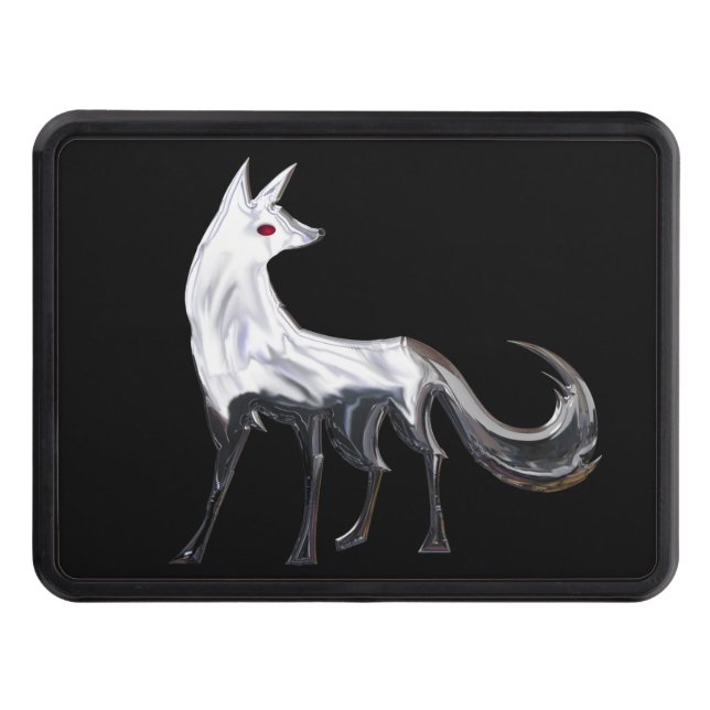 Fabulous Fierce Silver Metallic Fox Hitch Cover (Front)