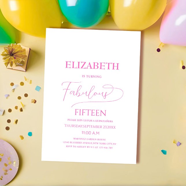fabulous fifteen pink elegant classic quinceañera invitation (Creator Uploaded)