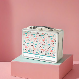 Fabulous Fifties Flamingos Metal Lunch Box