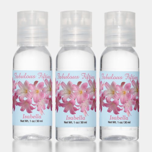Fabulous Fifties Floral Birthday Favor Hand Sanitizer