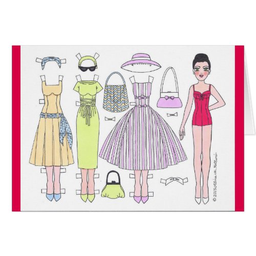 Fabulous Fifties Polly Paper Doll Blank Card