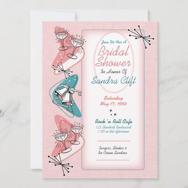 Fabulous Fifties Vintage Bridal Shower Invitation (Front)