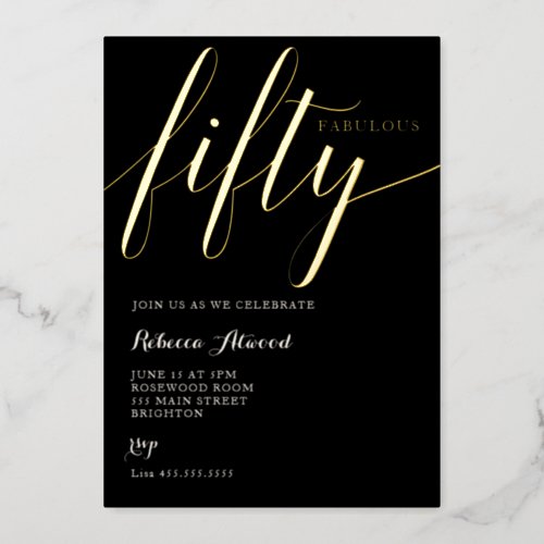 Fabulous Fifty BIrthday Foil Invitation