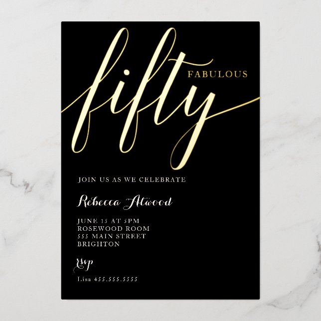 Fabulous Fifty BIrthday Foil Invitation (Front)