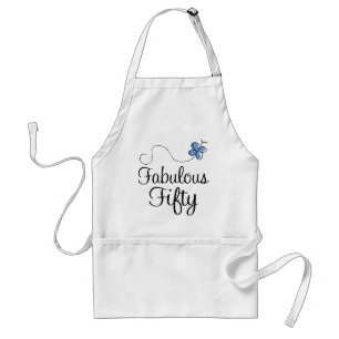 Fabulous Fifty Blue Butterfly Birthday Gift Adult Apron