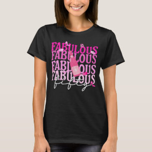 Fabulous Fifty Champagne Celebration Pink Birthday T-Shirt