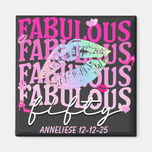 Fabulous Fifty Colorful Lips 50th Birthday Magnet