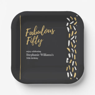 Fabulous Fifty Golden Modern Woman's 50th Birthday Paper Plates