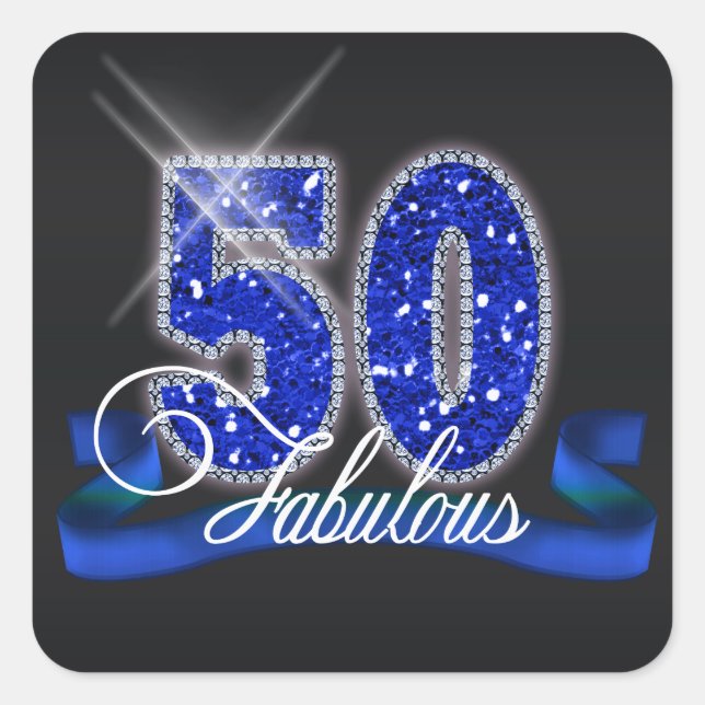 Fabulous Fifty Sparkle ID191 Square Sticker (Front)