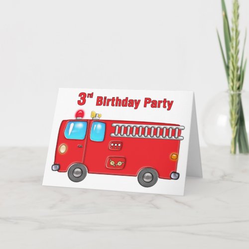 Fabulous Fire Truck 3rd Birthday Card