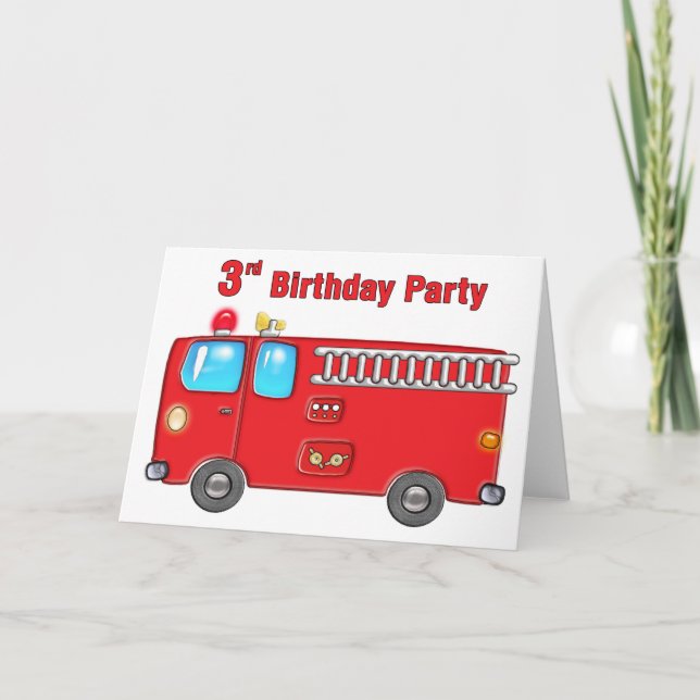Fabulous Fire Truck 3rd Birthday Card (Front)