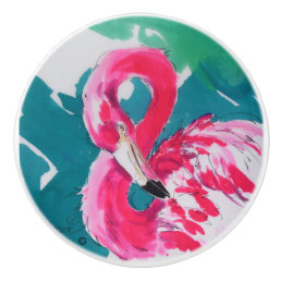 Fabulous Flamingo Ceramic Knob