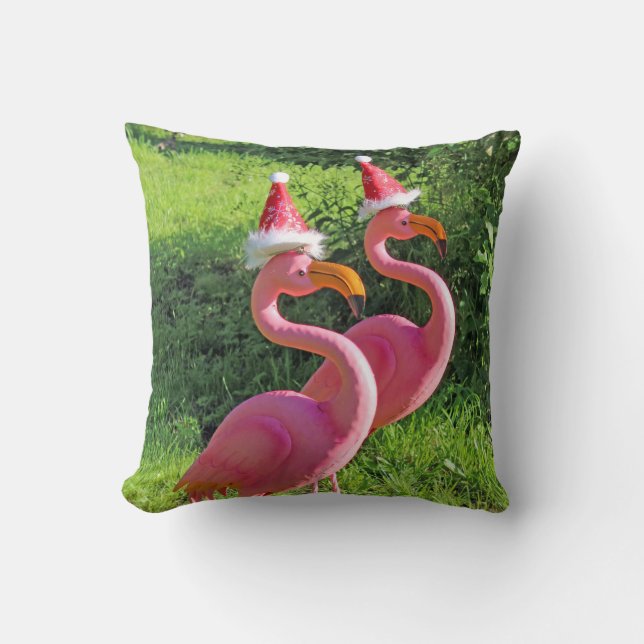 Fabulous Flamingo Christmas Pillow! Throw Pillow (Front)