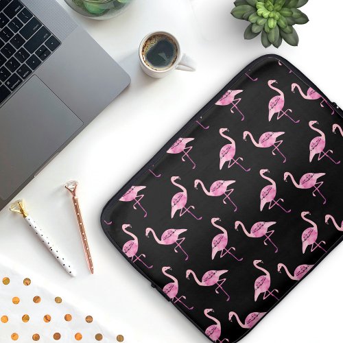 Fabulous Flamingo Pink Watercolor Pattern Laptop Sleeve