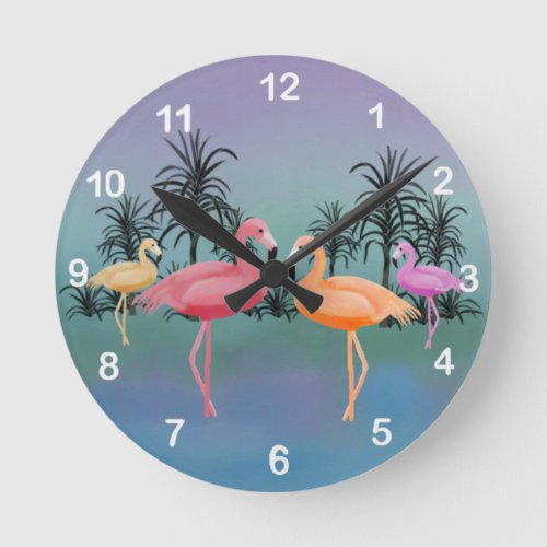 Fabulous Flamingos Clock