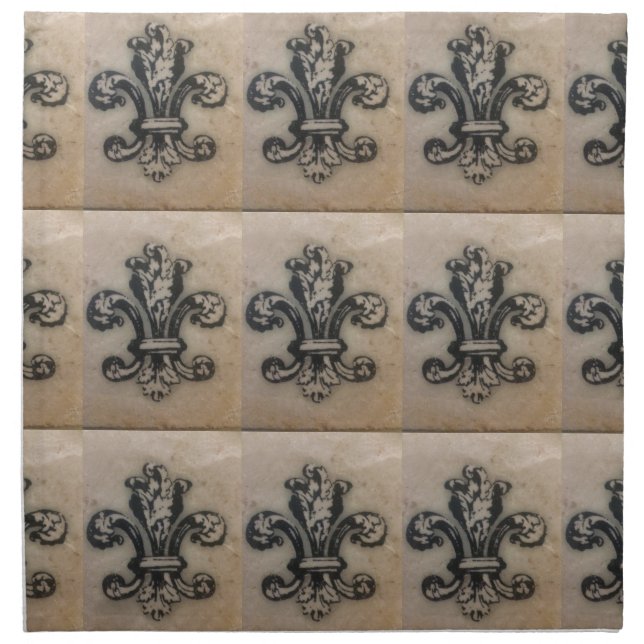 FABULOUS "FLEUR DE LIS" VINTAGE PRINT NAPKIN (Front)