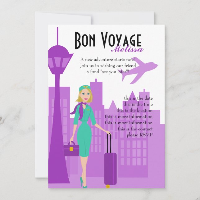 Fabulous Flight Attendant Invitation (Front)