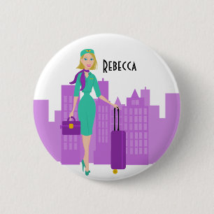 Fabulous Flight Attendant Pinback Button