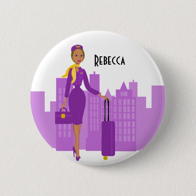 Fabulous Flight Attendant Pinback Button (Front)