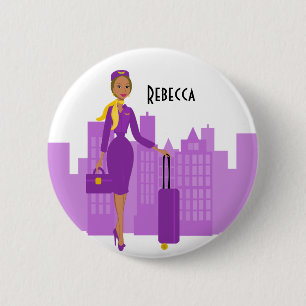 Fabulous Flight Attendant Pinback Button