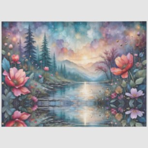 Fabulous Floral Colorful Stream Landscape Tissue Paper