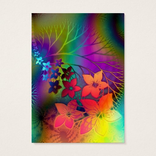 Customizable Fabulous Floral Fractural Rainbow Parade Business Cards