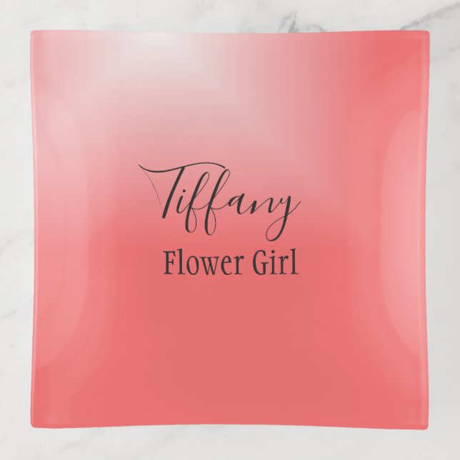 Fabulous Flower Girl Pink Ombre Trinket Tray (Front)