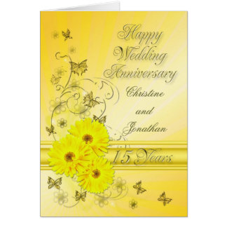Fabulous flowers 15th anniversary for a couple card