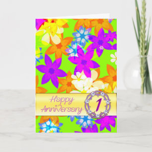 Fabulous flowers 1st anniversary for spouse card