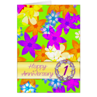 Fabulous flowers 1st anniversary for spouse card