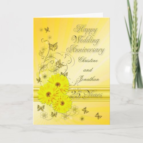 Fabulous flowers 25th anniversary for a couple card