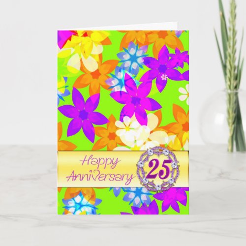 Fabulous flowers 25th anniversary for spouse card