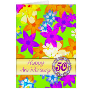 Fabulous flowers 50th anniversary for a couple cards