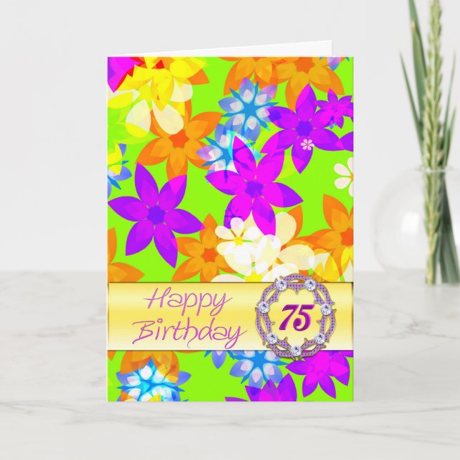 Fabulous flowers 75th birthday card (Front)
