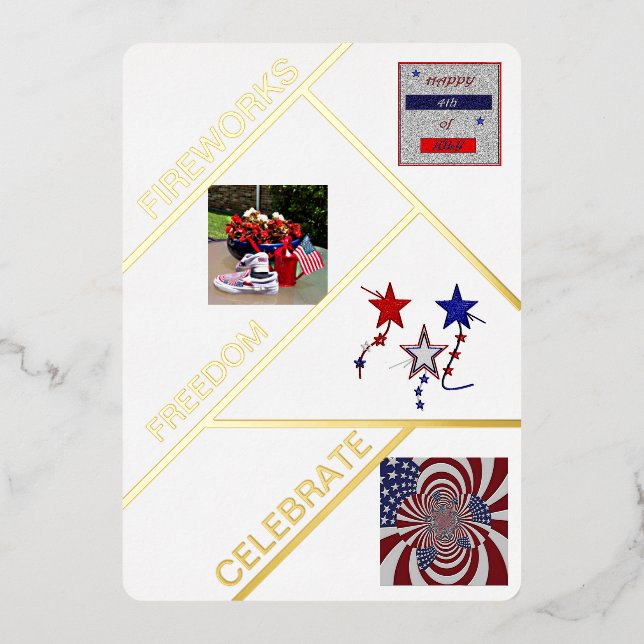 "Fabulous Fourth Wishes" flat Foil card (Front)