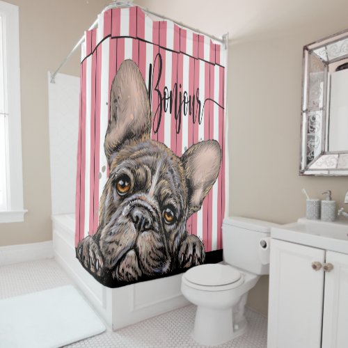 Fabulous Frenchie French Bulldog Shower Curtain