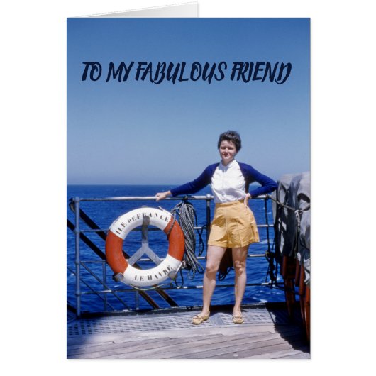 Fabulous Friend Retro Birthday Lady Nautical (Front)