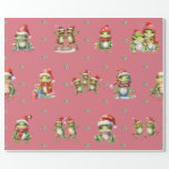 Fabulous Frogs Christmas Holiday Lt Red Wrapping Wrapping Paper<br><div class="desc">Fun frogs holiday wrapping paper will entertain and delight anyone you gift it to! Amusing, quality wrapping paper will be your favorite. Look for our amazing Frog Rock Band set of three flat sheets and rolled wrapping papers to match! Plus, any animal-themed products sold from the Paws Charming shop help...</div>