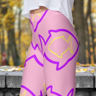 Fabulous Fun Pink and Purple Fin Pattern Leggings