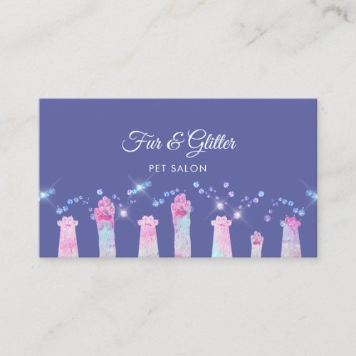 fabulous furry paws and faux glitter business card