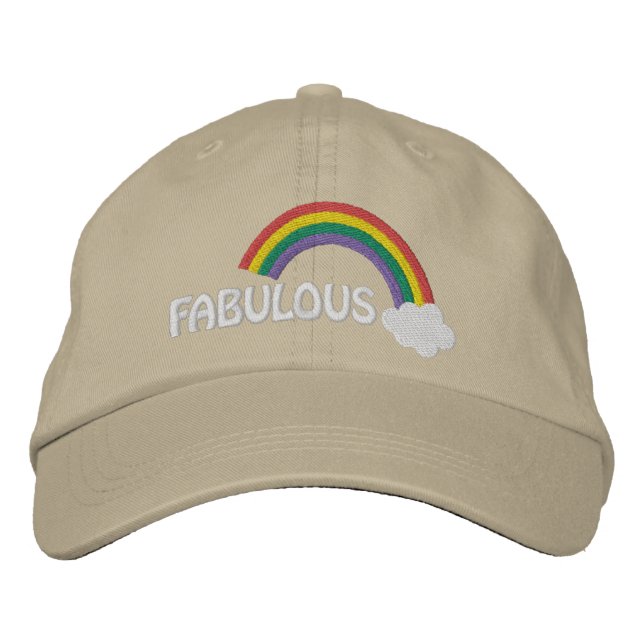 Fabulous Gay Pride Rainbow Embroidered Baseball Cap (Front)