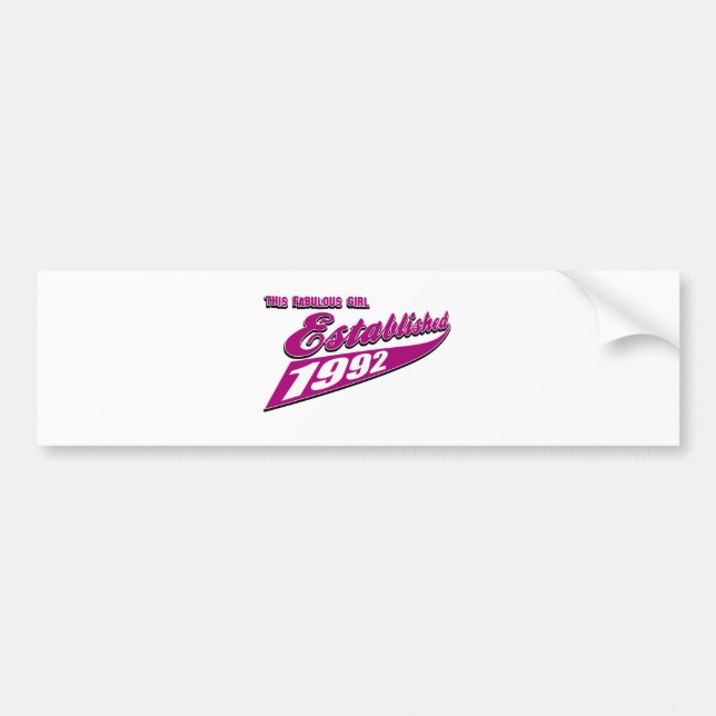 Fabulous Girl established 1992 Bumper Sticker (Front)