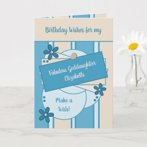 Fabulous Goddaughter Birthday wishes blue Card