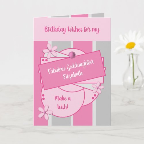 Fabulous Goddaughter Birthday wishes pink Card