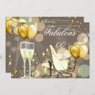 Fabulous Gold Beige Champagne Birthday Party 2 Invitation