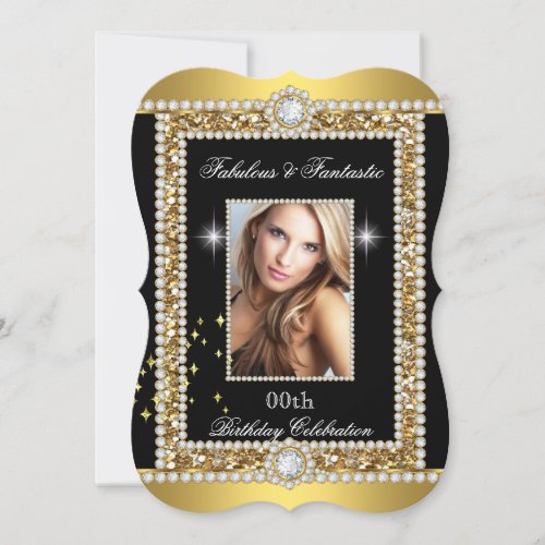 Fabulous Gold Black Glamour Hollywood Diamond Invitation