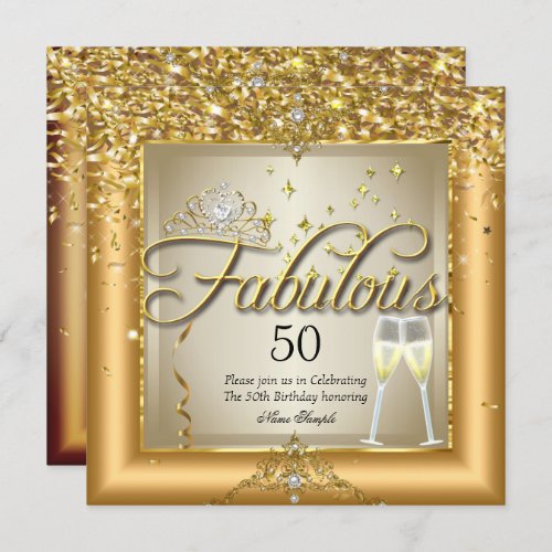 Fabulous Gold Champagne Birthday Party Invitation